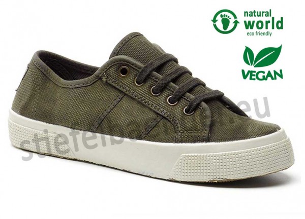 Vegane Sneaker von Natural World aus Spanien Farbe kaki